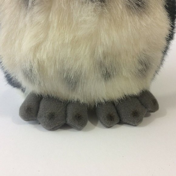 Aurora Horned Owl Plush White Gray 9" Stuffed Animal Toy Realistic Orange Eyes - Picture 5 of 12